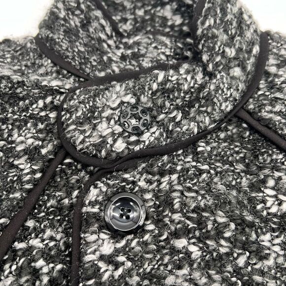 Sandro Petite Black/White Nubby Knit Sweater Jacket w/Hidden Button Front-Sz PM - Picture 9 of 12